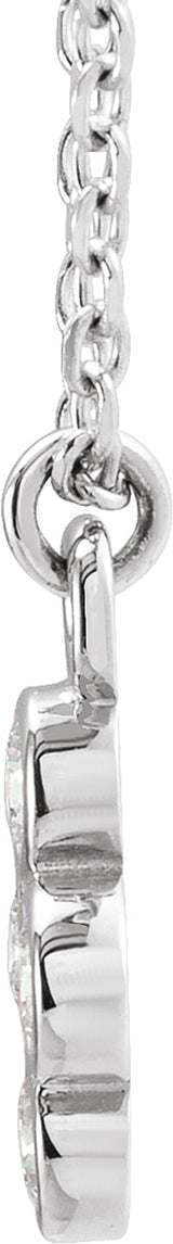 14K White 1/8 CTW Natural Diamond Cluster 16-18" Necklace