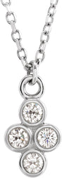 14K White Gold 1/8 CTW Natural Diamond Cluster 16-18" Necklace
