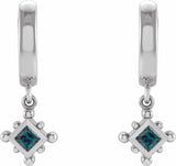 Sterling Silver Lab-Grown Alexandrite Beaded Bezel-Set Hoop Earrings