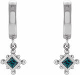 Sterling Silver Lab-Grown Alexandrite Beaded Bezel-Set Hoop Earrings