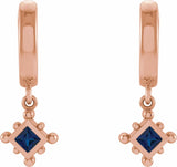 14K Rose Gold Lab-Grown Blue Sapphire Beaded Bezel-Set Hoop Earrings