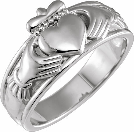 Sterling Silver 11 mm Claddagh Flat Band