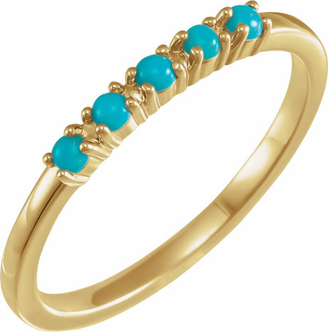 14K Yellow Gold Natural Turquoise Cabochon Stackable Ring
