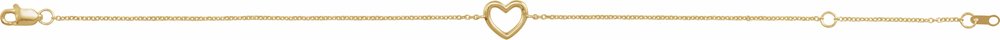 14K Yellow Gold Heart 6 1/2-7 1/2" Bracelet