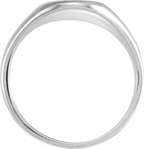 14K White 14.6x12.1 mm Oval Signet Ring