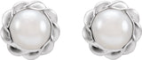 Sterling Silver Cultured White Freshwater Pearl Rope Earrings