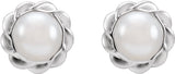 Sterling Silver Cultured White Freshwater Pearl Rope Earrings