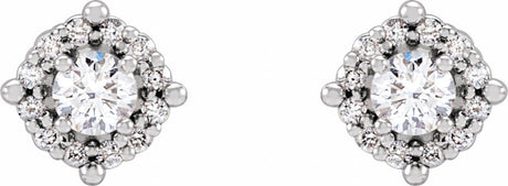 14K White Gold 1/6 CTW Natural Diamond Halo-Style Earrings