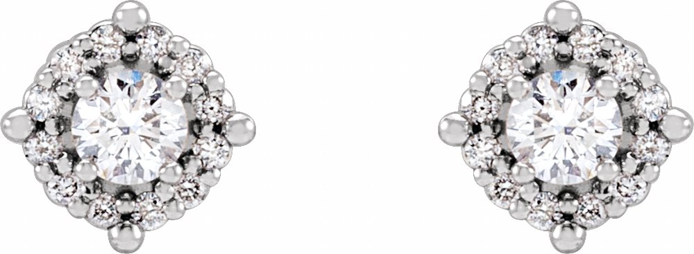 14K White 1/3 CTW Natural Diamond Halo-Style Earrings