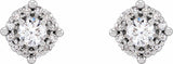 14K White Gold 1/6 CTW Natural Diamond Halo-Style Earrings