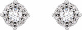 14K White 1/6 CTW Natural Diamond Halo-Style Earrings