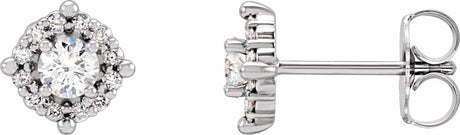 14K White Gold 1/6 CTW Natural Diamond Halo-Style Earrings