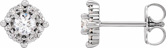 14K White Gold 1/6 CTW Natural Diamond Halo-Style Earrings