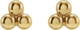 14K Yellow 3 Beads Stud Earrings