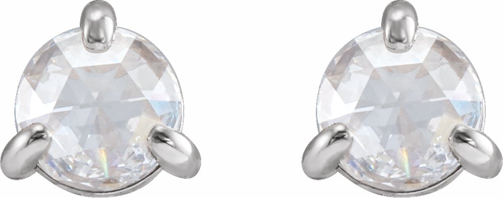 14K White .04 CTW Rose-Cut Natural Diamond Stud Earrings