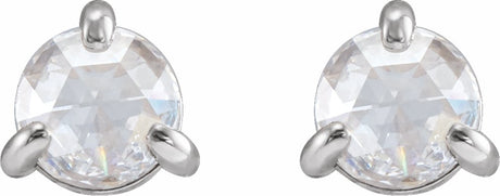 14K White .04 CTW Rose-Cut Natural Diamond Stud Earrings