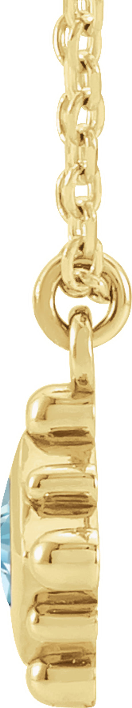 14K Yellow Gold Natural Aquamarine Bezel-Set Beaded 16-18" Necklace