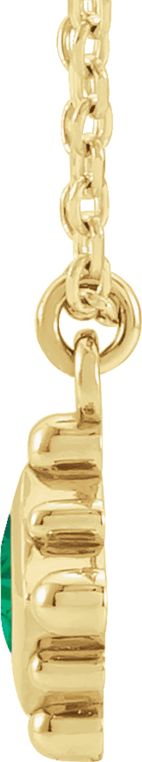 14K Yellow Gold Natural Emerald Bezel-Set Beaded 16-18" Necklace