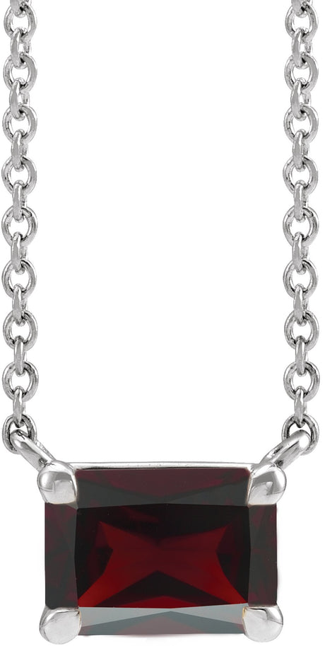 14K White Gold Natural Mozambique Garnet 18" Necklace