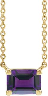 14K Yellow Natural Amethyst 18" Necklace
