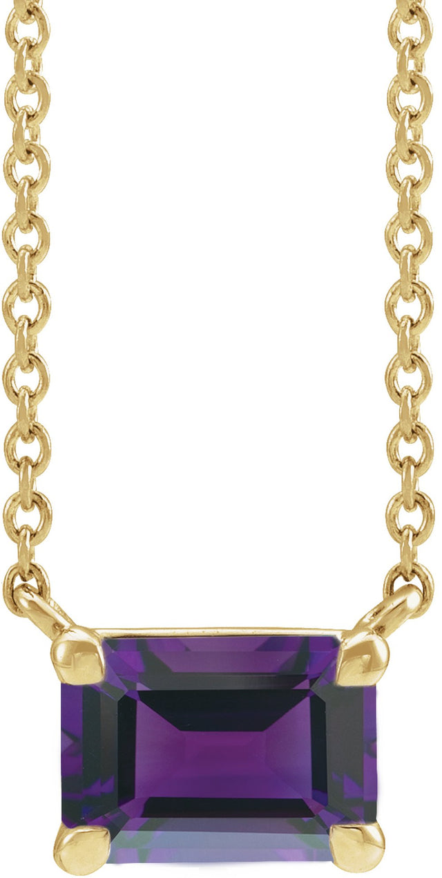 14K Yellow Natural Amethyst 18" Necklace