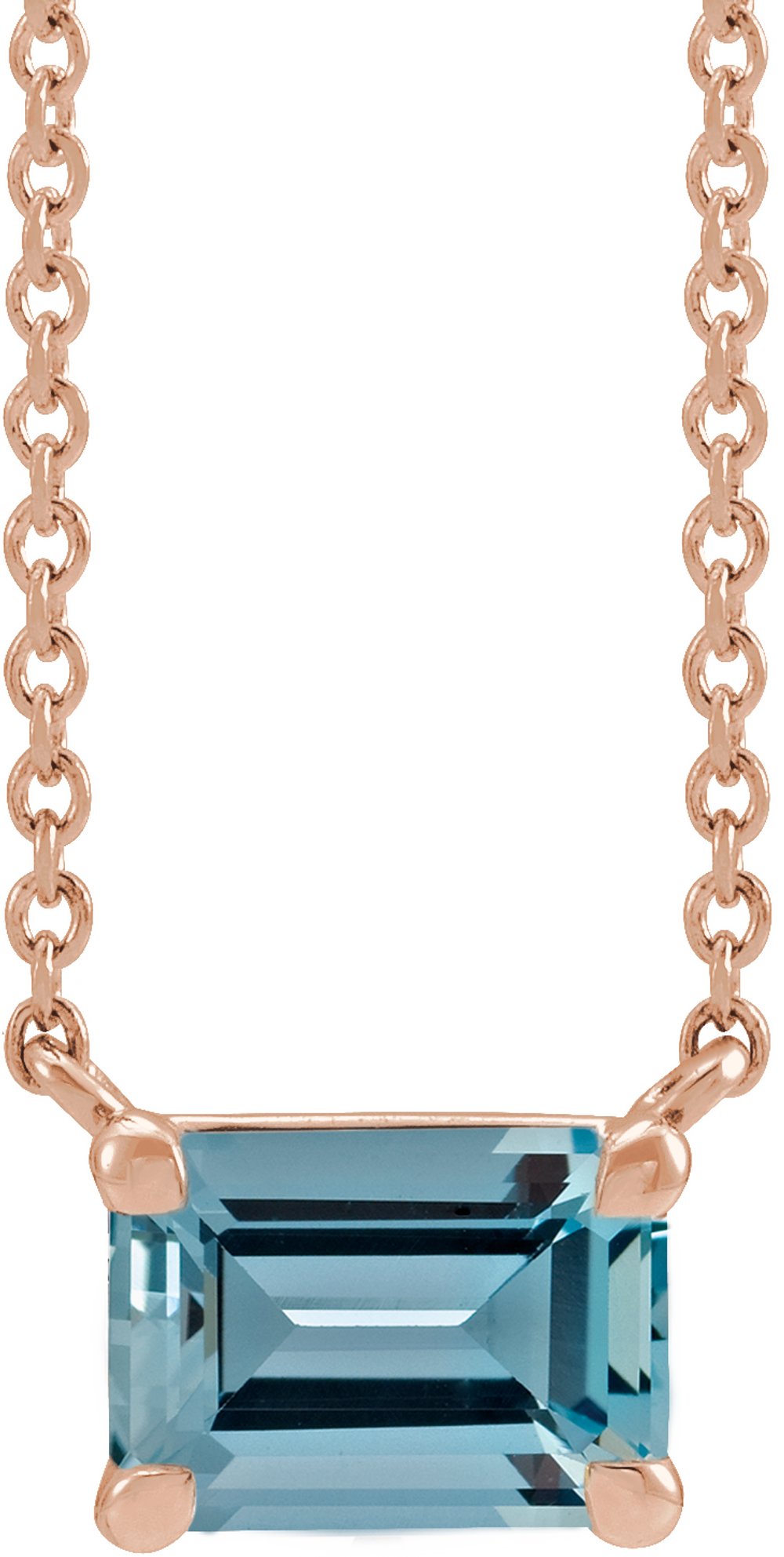 14K Rose Natural Aquamarine 18" Necklace