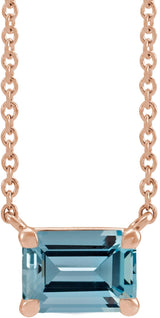 14K Rose Natural Aquamarine 18" Necklace