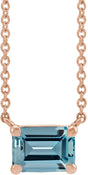14K Rose Natural Aquamarine 18" Necklace
