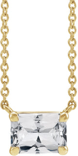 14K Yellow Gold Natural White Sapphire 18" Necklace