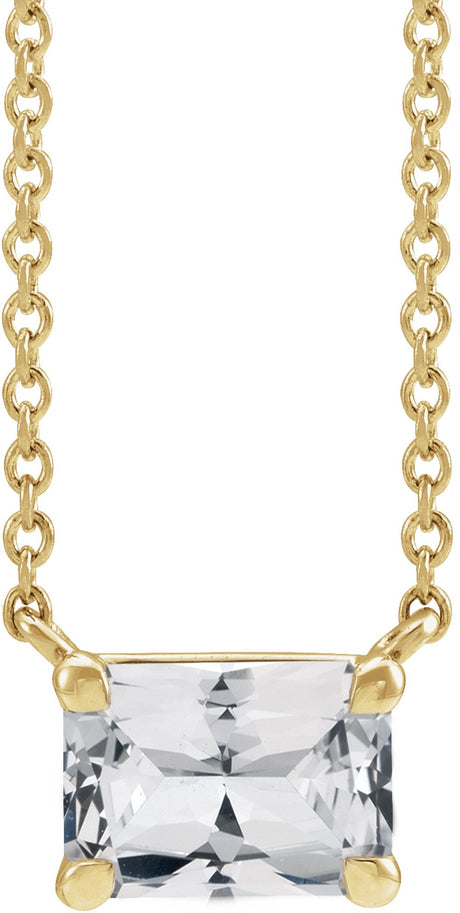 14K Yellow Gold Natural White Sapphire 18" Necklace