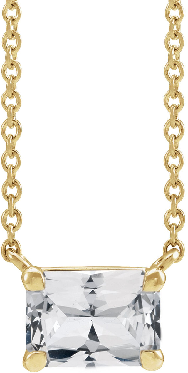 14K Yellow Gold Natural White Sapphire 18" Necklace