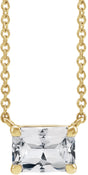14K Yellow Gold Natural White Sapphire 18" Necklace