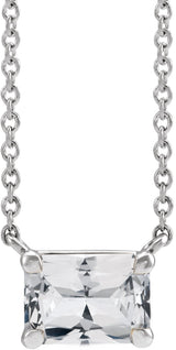 14K White Gold Natural White Sapphire 18" Necklace