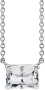 14K White Gold Natural White Sapphire 18" Necklace