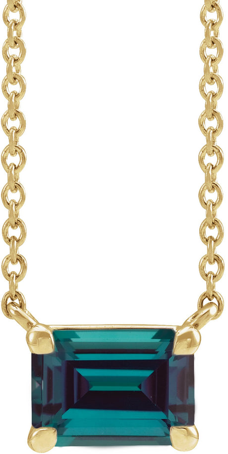 14K Yellow Gold Lab-Grown Alexandrite 18" Necklace