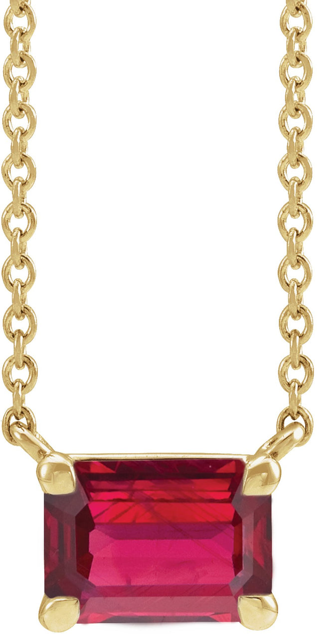 14K Yellow Gold Lab-Grown Ruby 18" Necklace