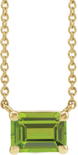 14K Yellow Gold Natural Peridot 18" Necklace