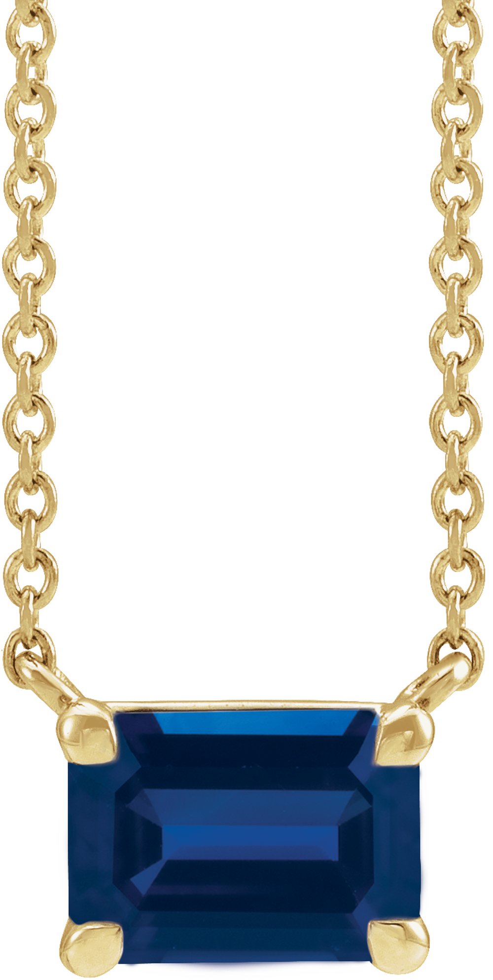 14K Yellow Gold Lab-Grown Blue Sapphire 18" Necklace