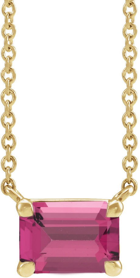 14K Yellow Natural Pink Tourmaline 18" Necklace