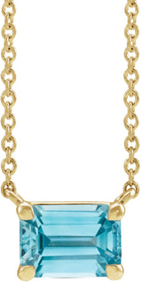 14K Yellow Natural Blue Zircon 18" Necklace