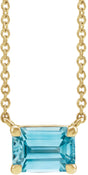 14K Yellow Natural Blue Zircon 18" Necklace