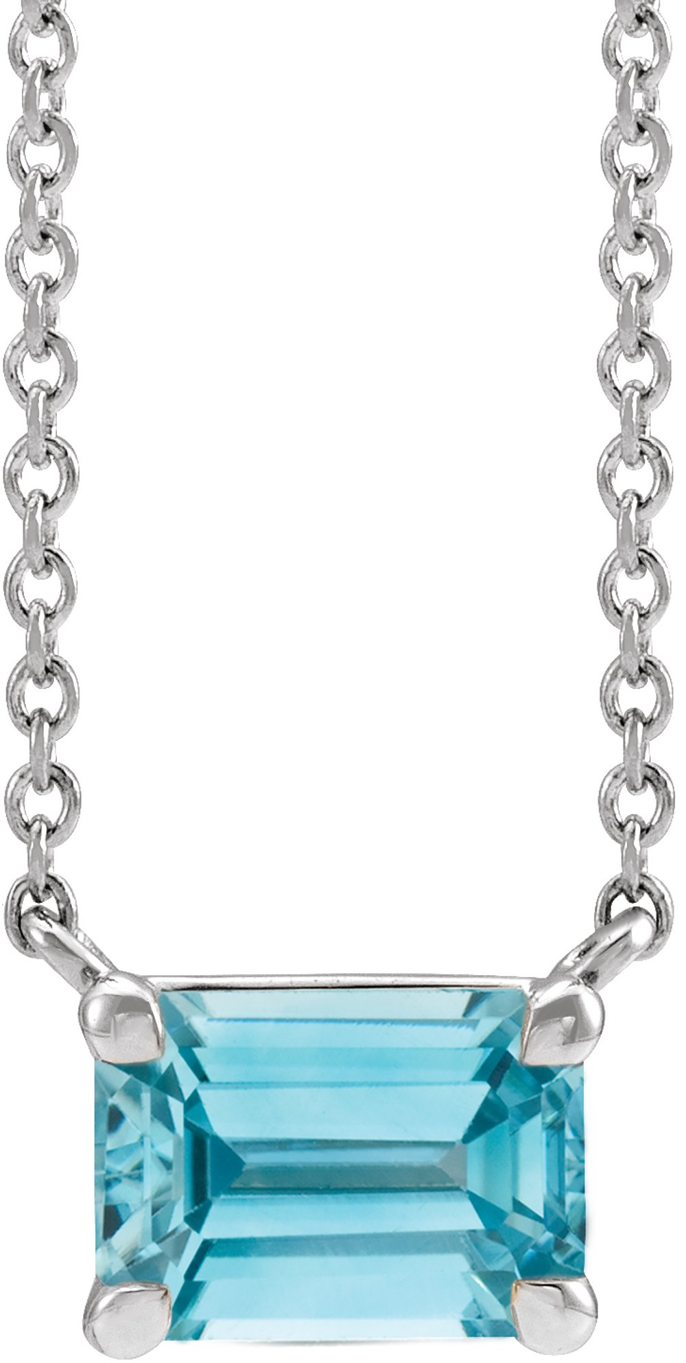 14K White Gold Natural Blue Zircon 18" Necklace