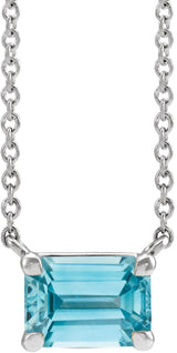 14K White Gold Natural Blue Zircon 18" Necklace