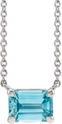 14K White Gold Natural Blue Zircon 18" Necklace