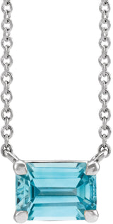 14K White Gold Natural Blue Zircon 18" Necklace