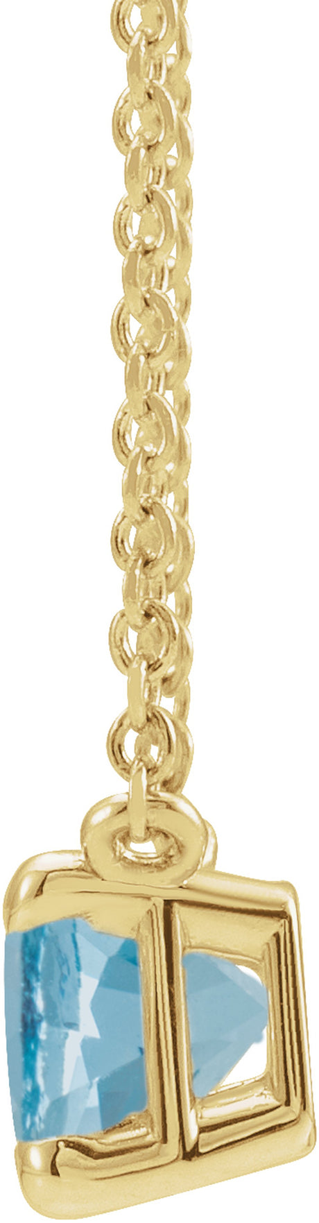 14K Yellow Natural Aquamarine 18" Necklace