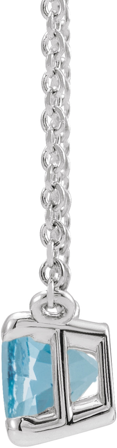 Platinum Natural Aquamarine 18" Necklace