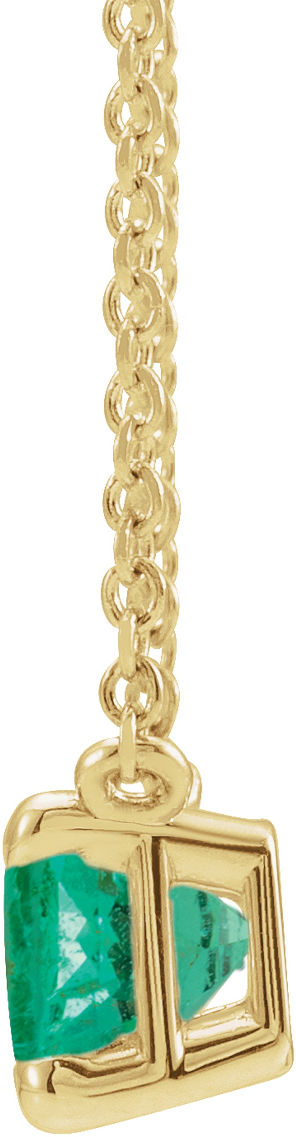 14K Yellow Lab-Grown Emerald 18" Necklace