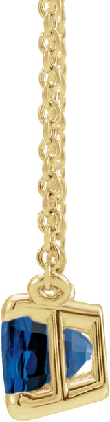 14K Yellow Gold Lab-Grown Blue Sapphire 18" Necklace