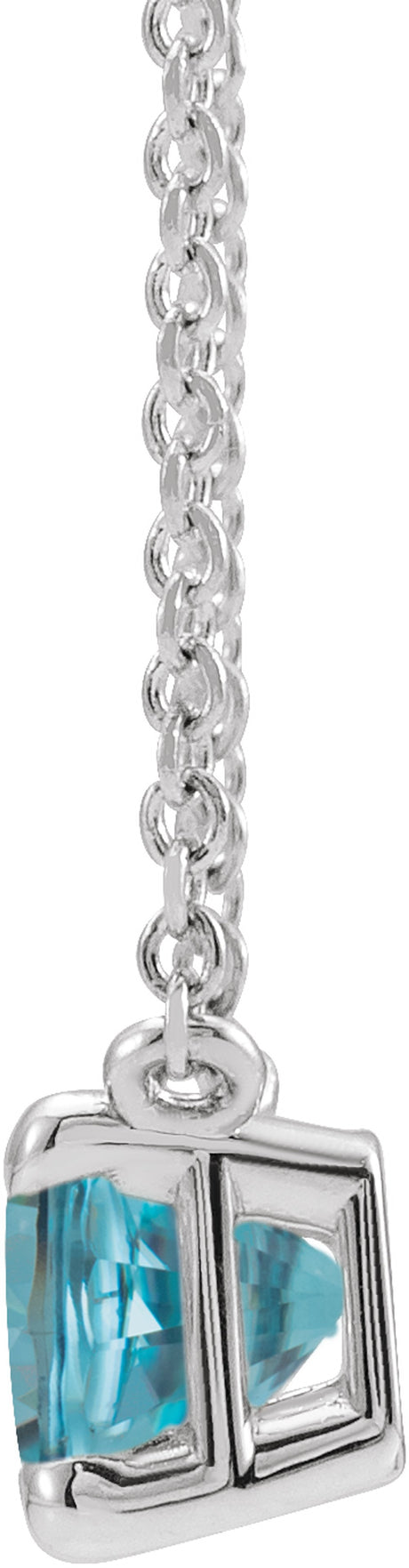 14K White Gold Natural Blue Zircon 18" Necklace